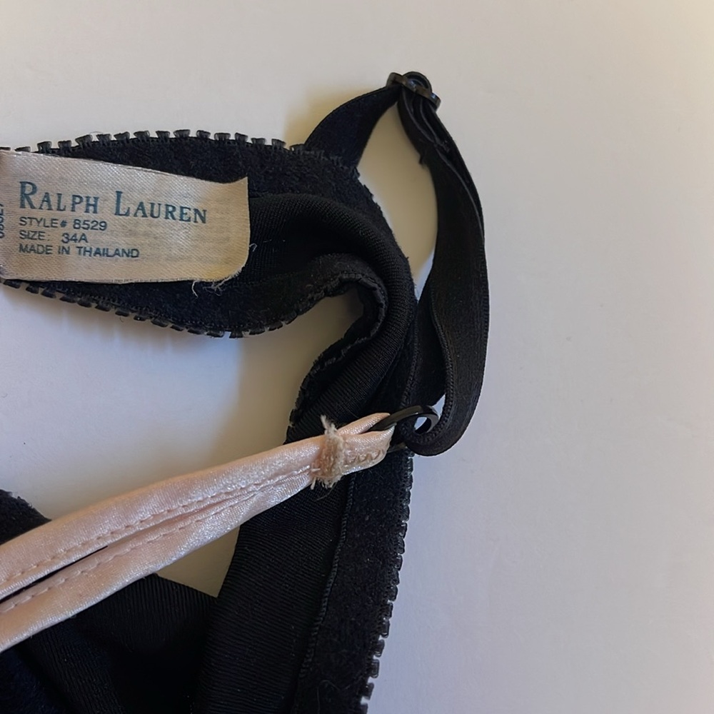 Ralph Lauren Vintage Black Velvet Bra - Women’s Size 34A - Picture 8 of 9